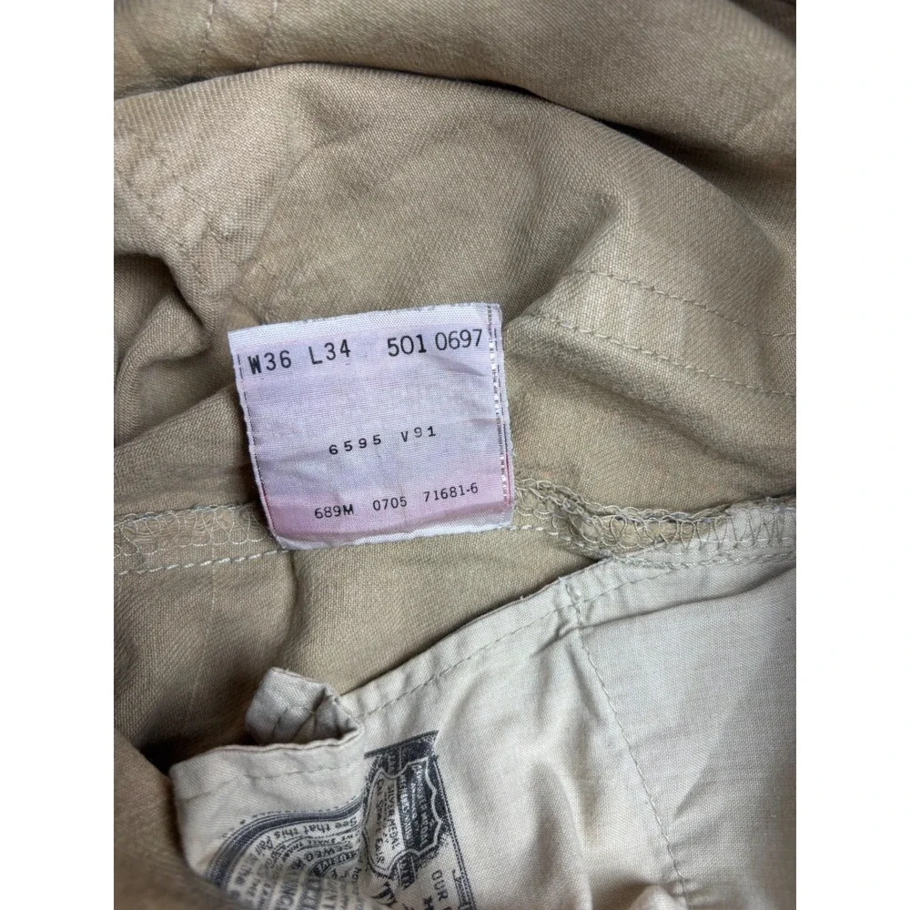 Levis 501 Y2K Original Fit Jeans Mens 36x34 Tan Khaki Cotton Skater Fit
